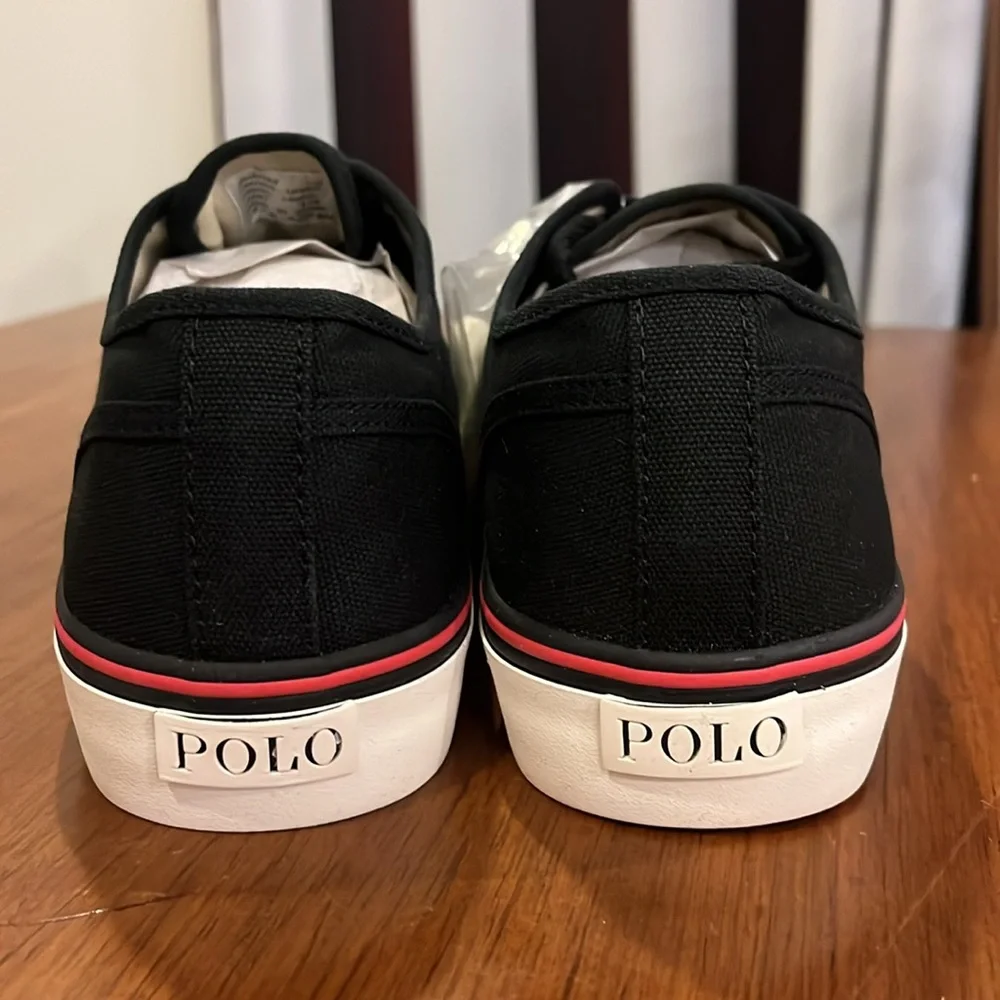 Polo Ralph Lauren Morray Boat Deck shoes sneakers new black red Mens Size 10